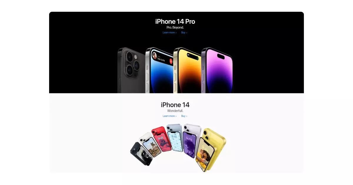 Apple website's homepage is one of the best examples of practical visual hierarchy in content design